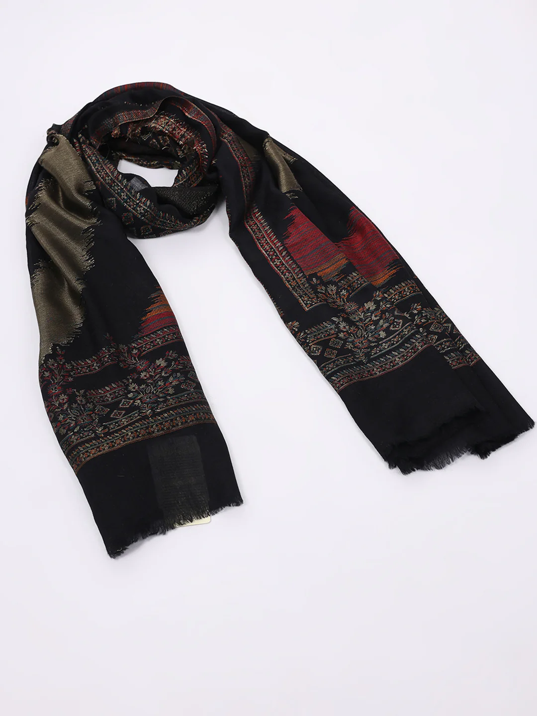 Women Multicolor Printed Wool Blend Shawl - Image 2