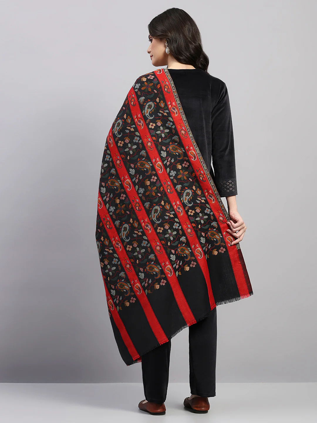 Women Multicolor Printed Wool Blend Shawl - Image 5