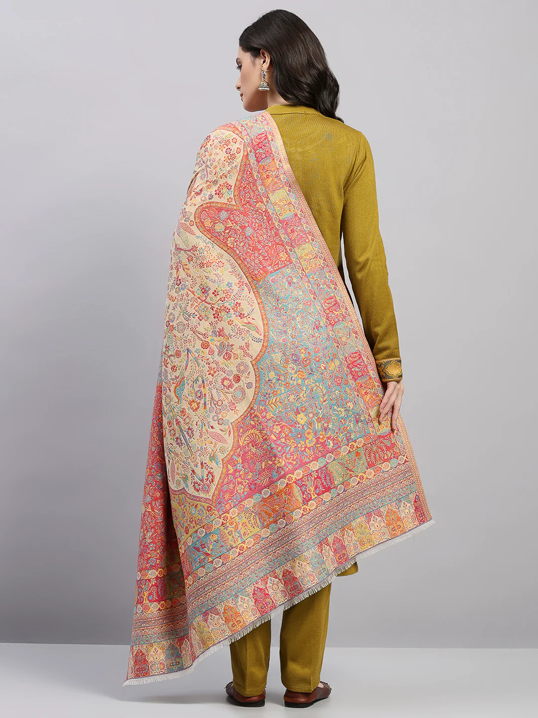 Women Multicolor Printed Wool Blend Shawl - Image 5