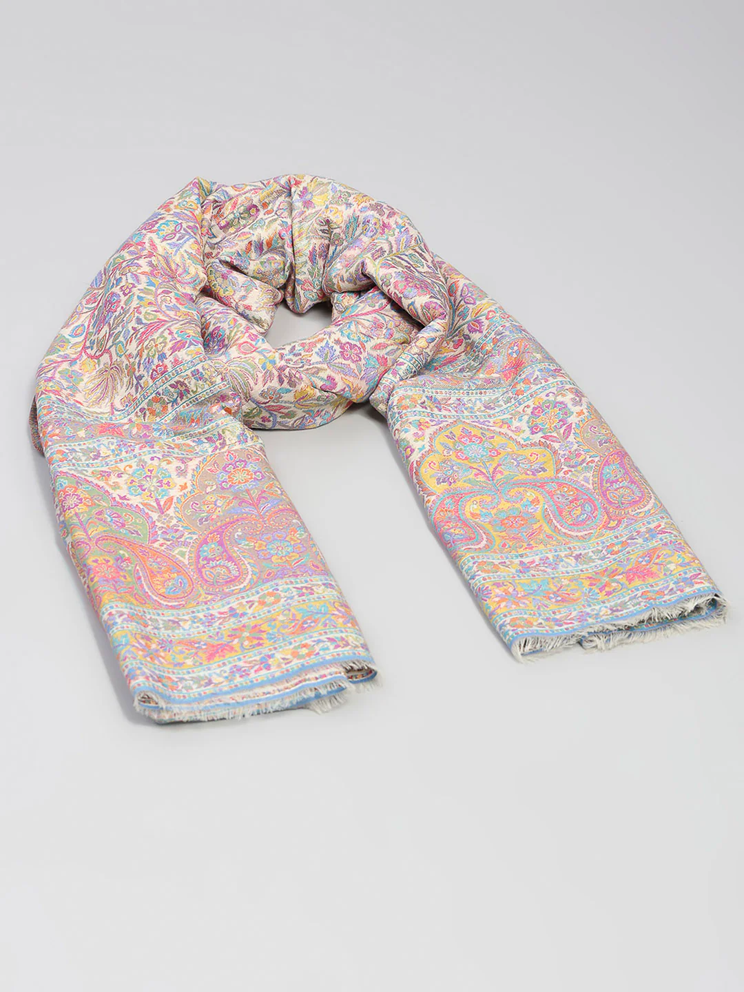 Women Multicolor Printed Wool Blend Shawl - Image 6