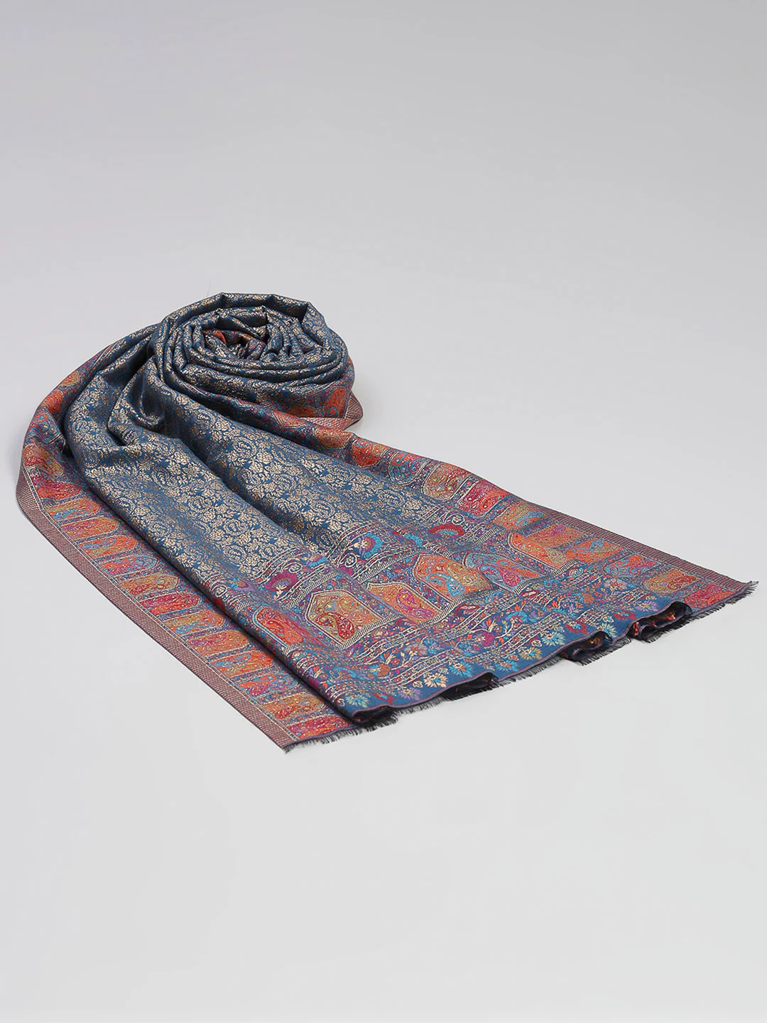 Women Multicolor Printed Wool Blend Shawl - Image 6