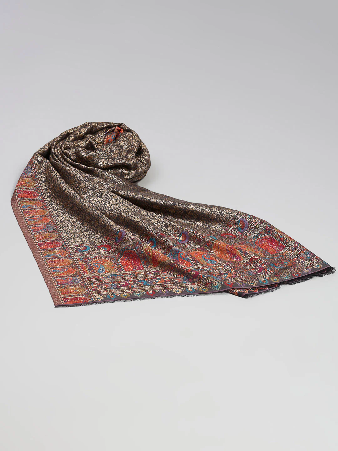 Women Multicolor Printed Wool Blend Shawl - Image 6