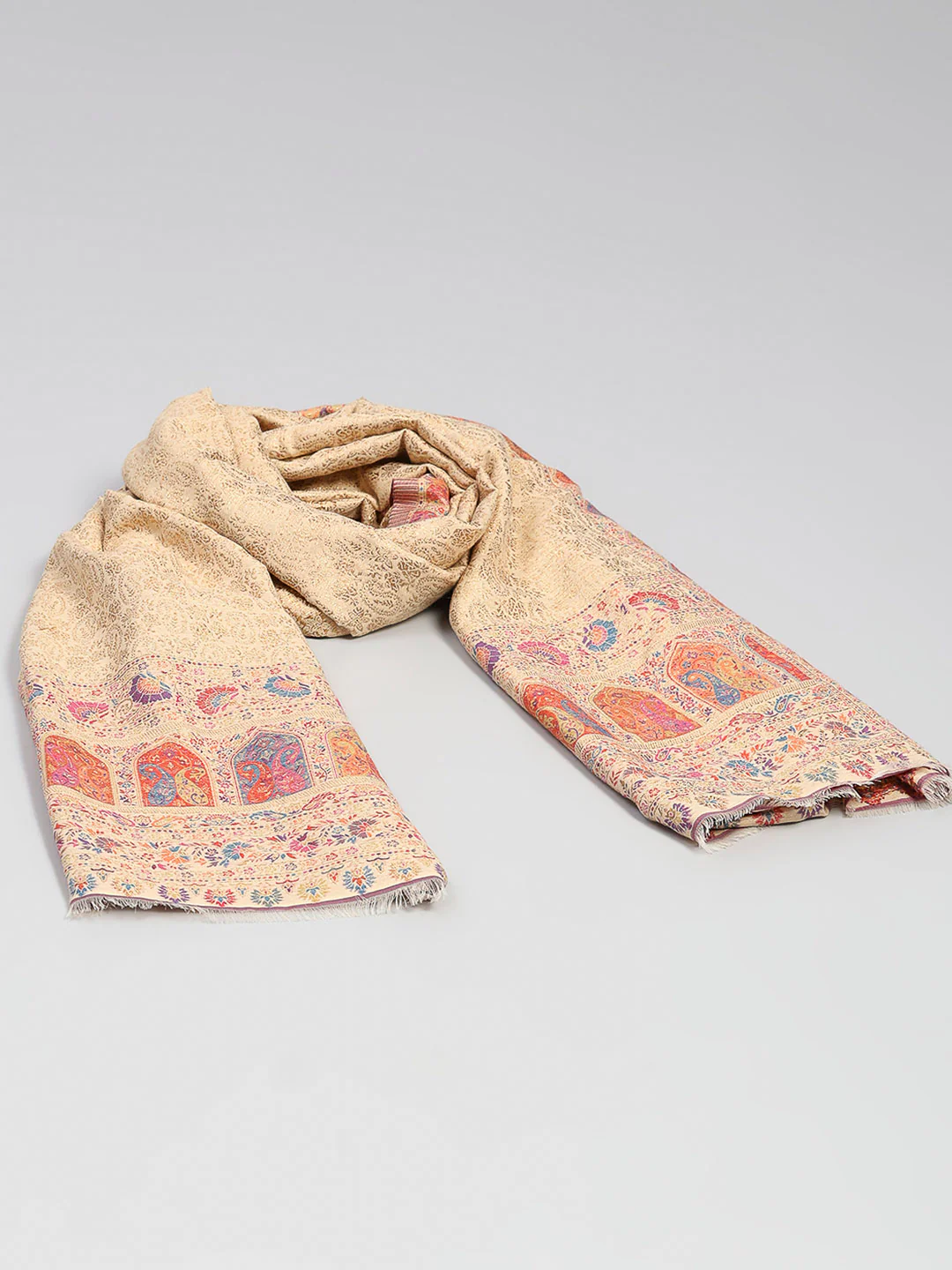 Women Multicolor Printed Wool Blend Shawl - Image 6