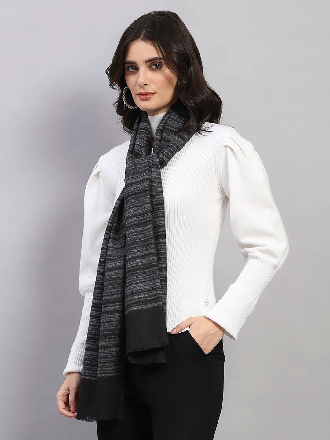 Women Multicolor Printed Wool Blend Stole - Image 3