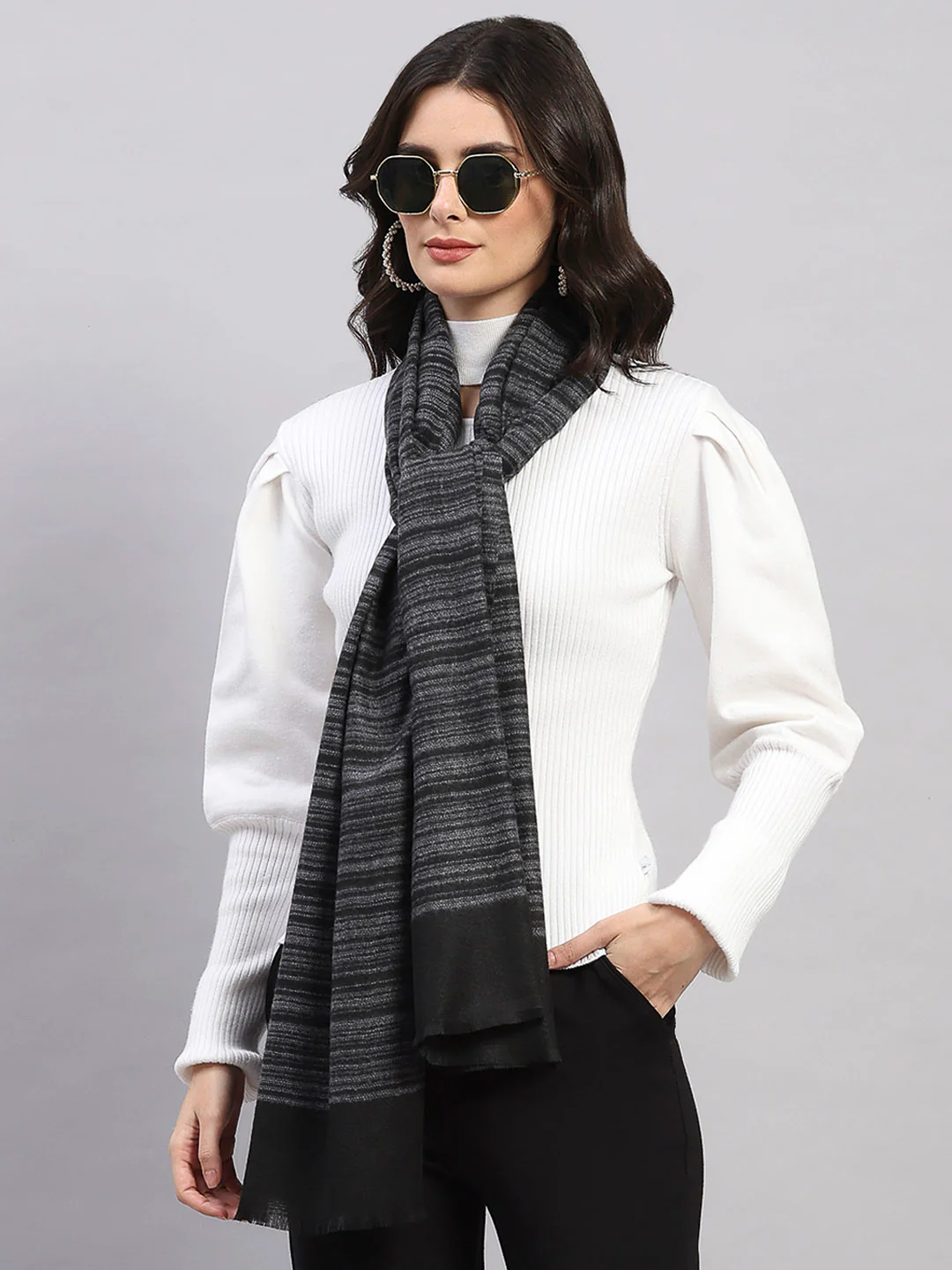 Women Multicolor Printed Wool Blend Stole - Image 6