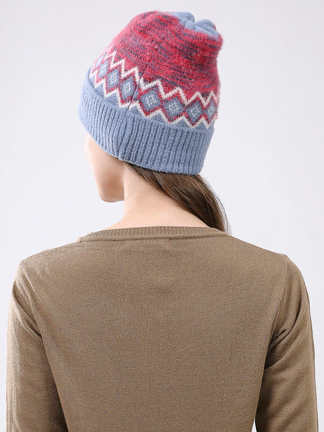 Women Multicolor Self Design Blend Wool Cap - Image 5