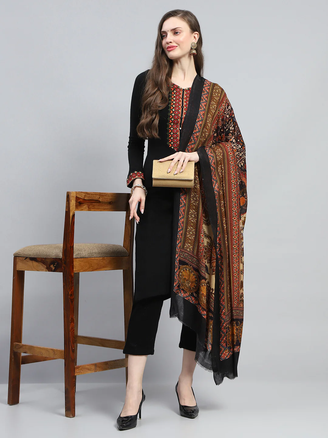Women Multicolor Self Design Reversible Shawl - Image 5