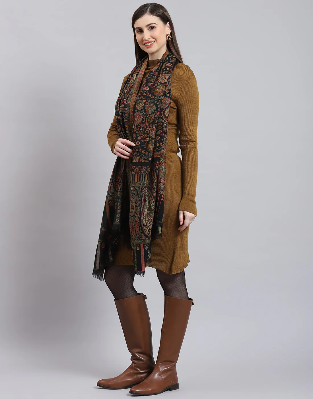 Women Multicolor Self Design Shawl - Image 3