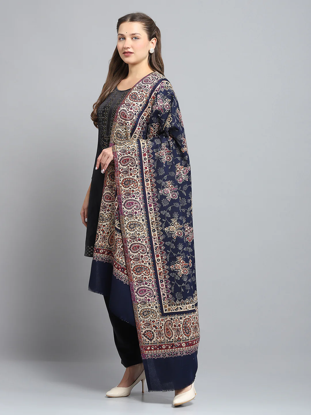 Women Multicolor Self Design Shawl - Image 3