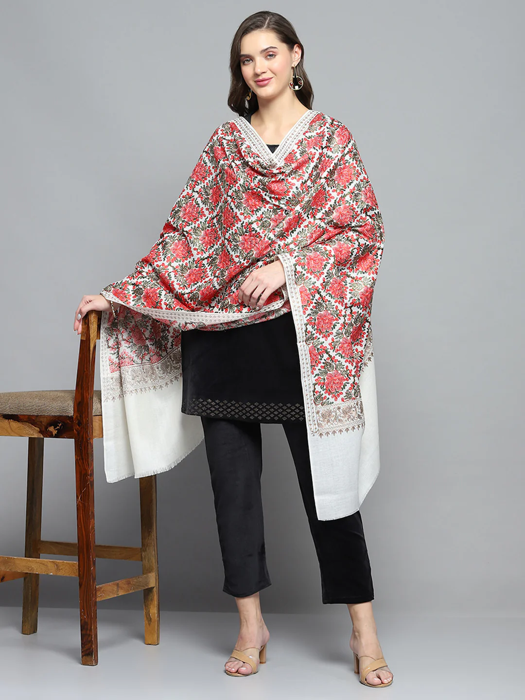 Women Multicolor Self Design Shawl - Image 2