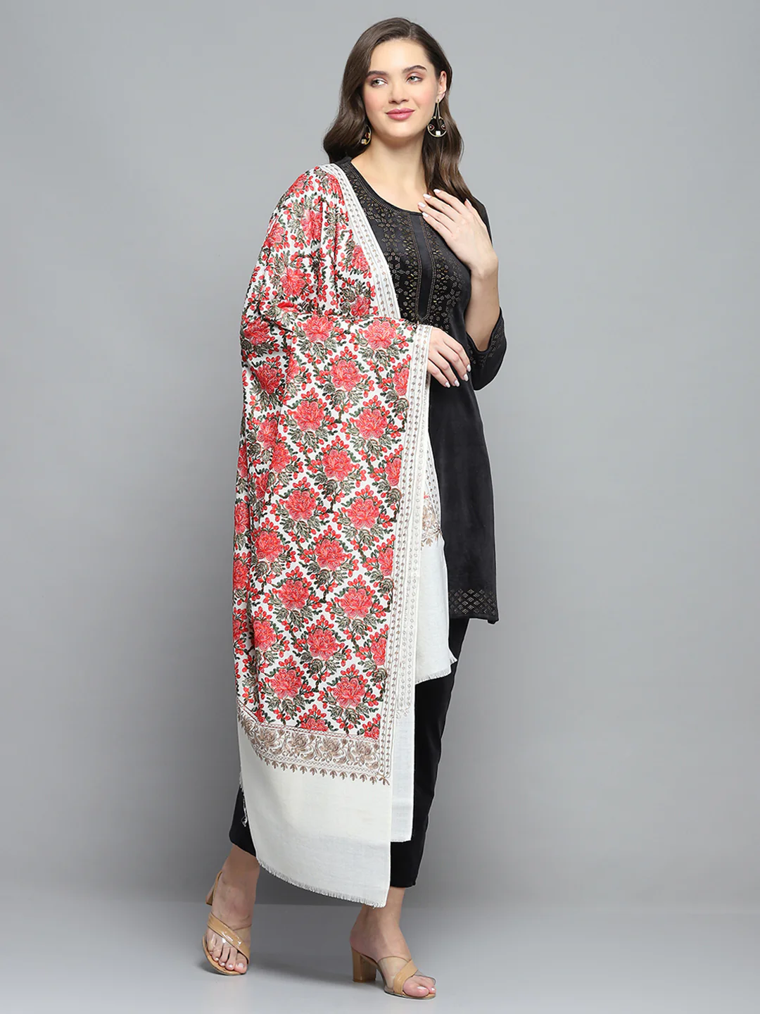 Women Multicolor Self Design Shawl - Image 4
