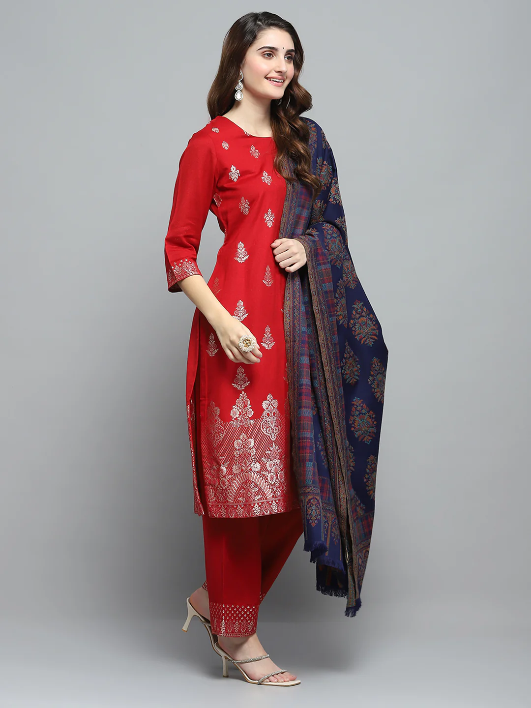 Women Multicolor Self Design Shawl - Image 4