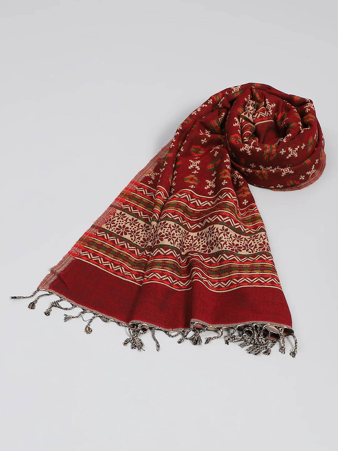 Women Multicolor Self Design Shawl - Image 5