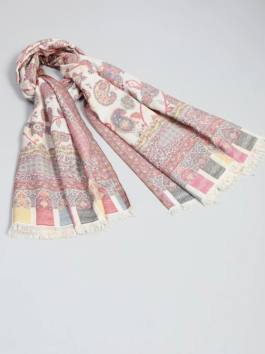 Women Multicolor Self Design Shawl - Image 2