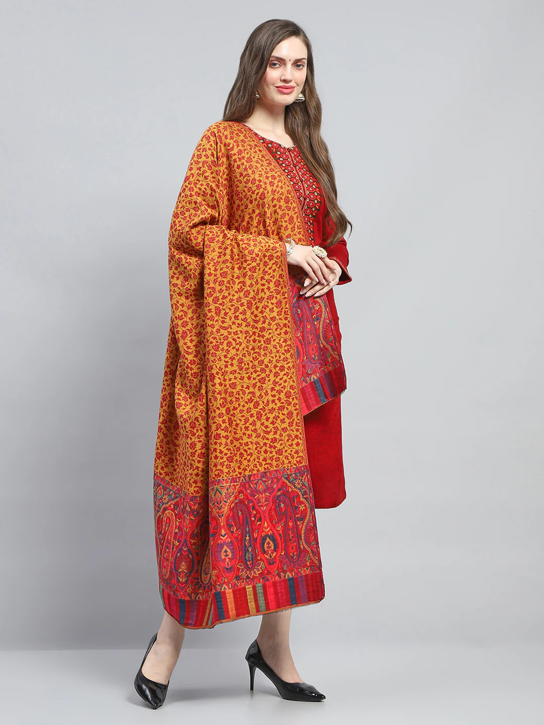 Women Multicolor Self Design Shawl - Image 4