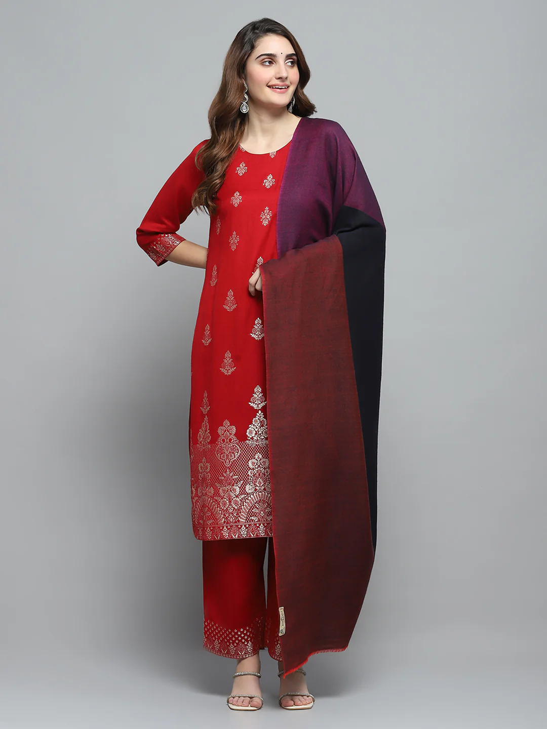 Women Multicolor Self Design Shawl - Image 7