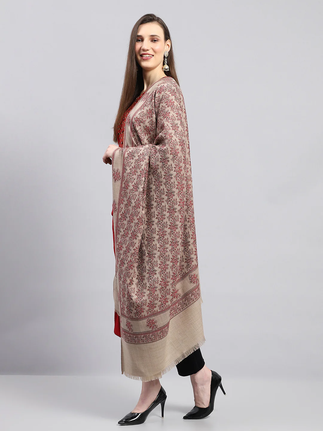 Women Multicolor Self Design Shawl - Image 3