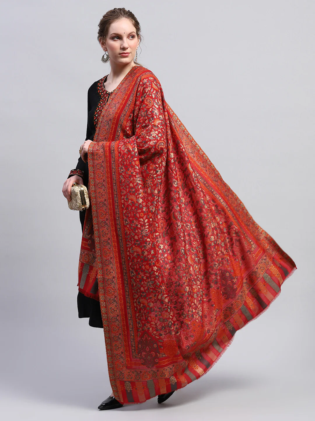 Women Multicolor Self Design Shawl - Image 4