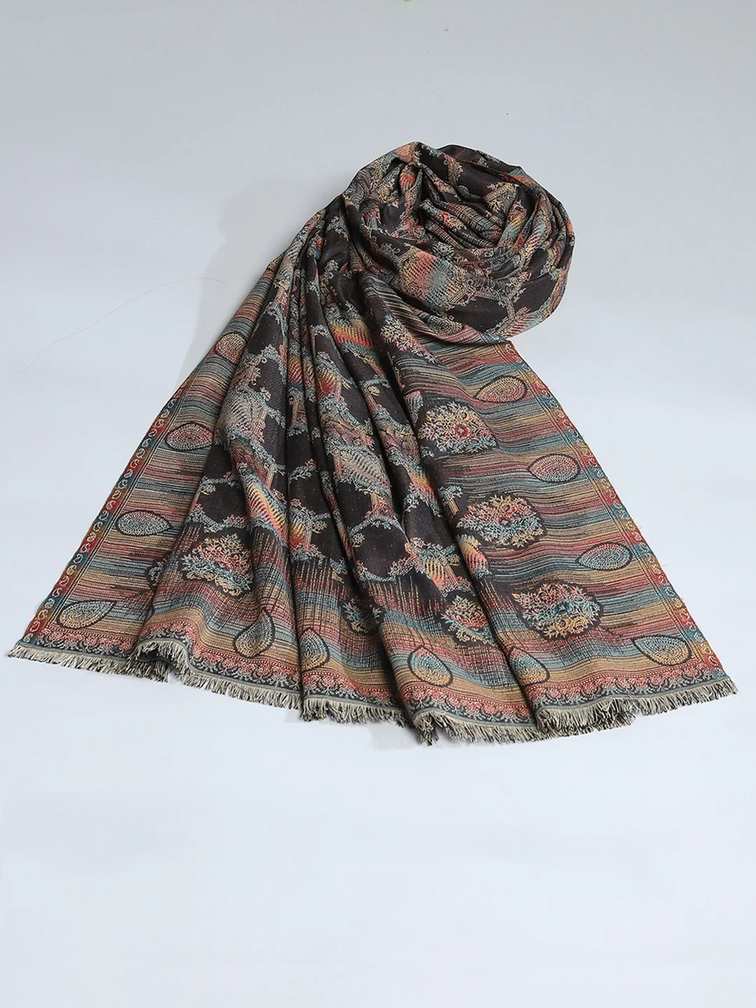 Women Multicolor Self Design Shawl - Image 5