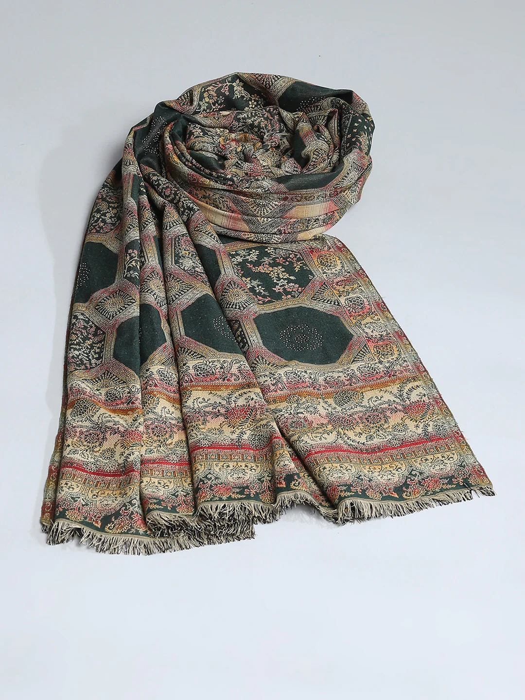 Women Multicolor Self Design Shawl - Image 5