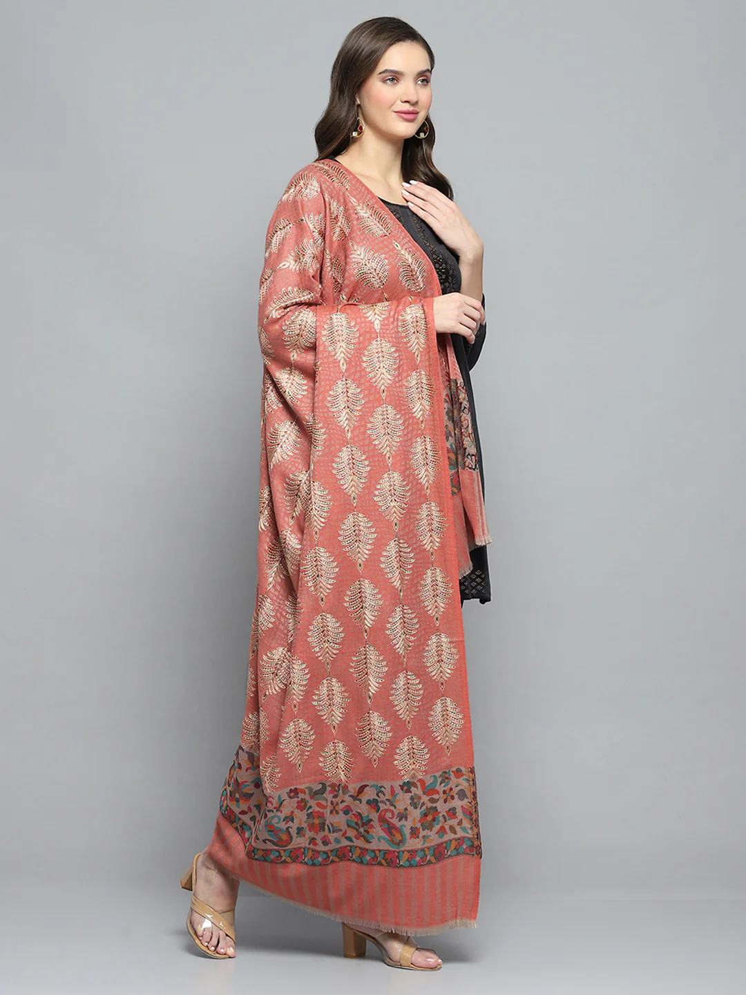 Women Multicolor Self Design Shawl - Image 4