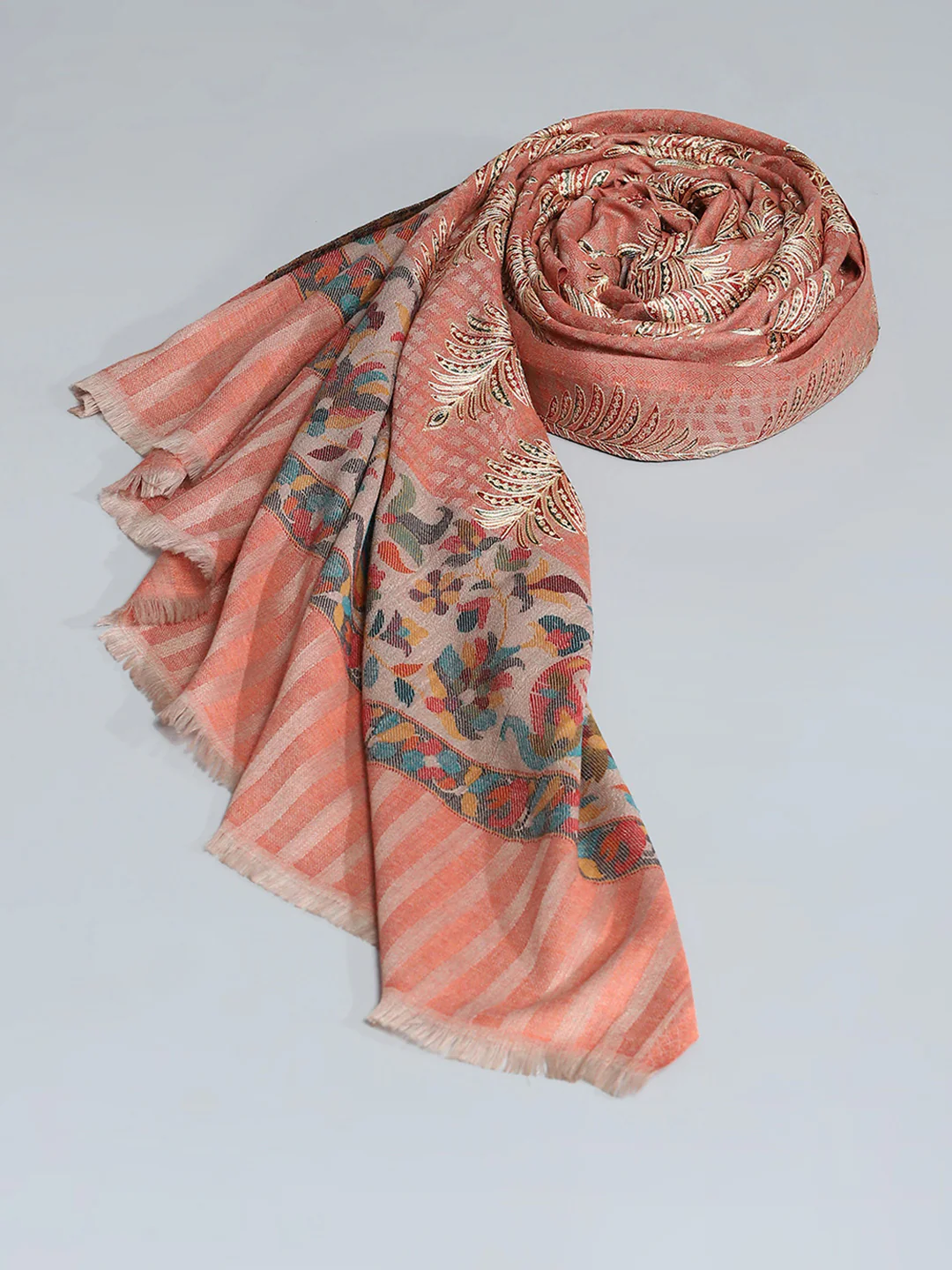 Women Multicolor Self Design Shawl - Image 5