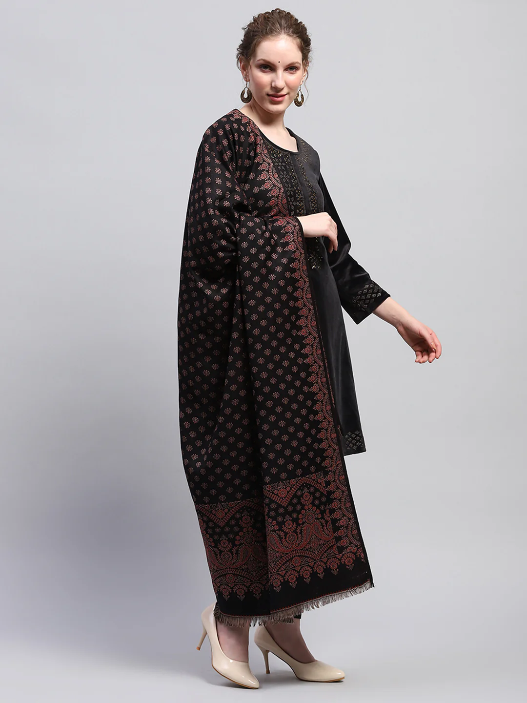 Women Multicolor Self Design Shawl - Image 4
