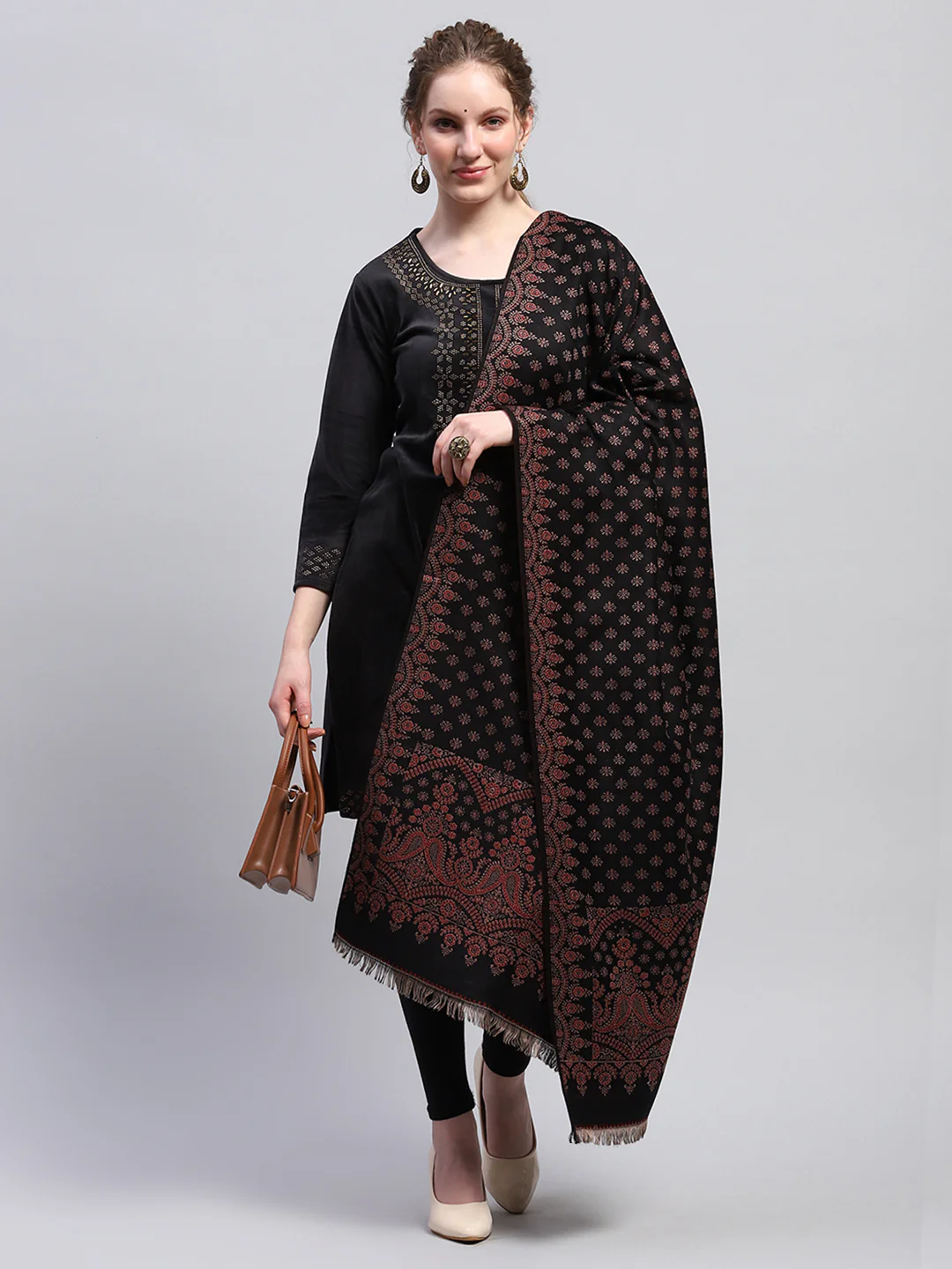 Women Multicolor Self Design Shawl - Image 5