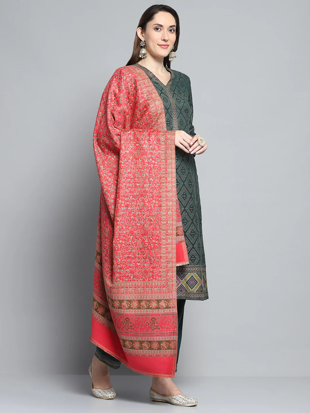 Women Multicolor Self Design Shawl - Image 4