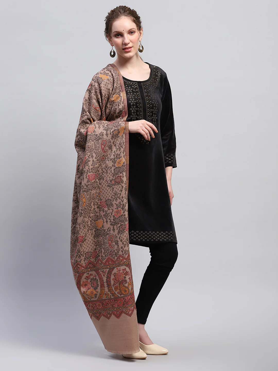 Women Multicolor Self Design Shawl - Image 4