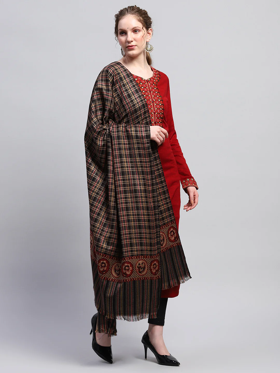 Women Multicolor Self Design Shawl - Image 4