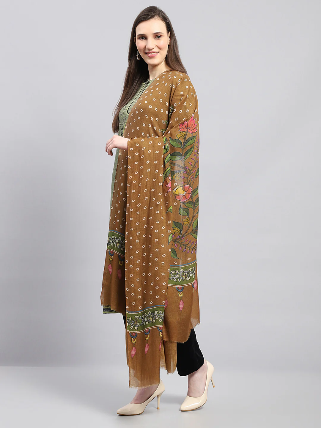 Women Multicolor Self Design Shawl - Image 3
