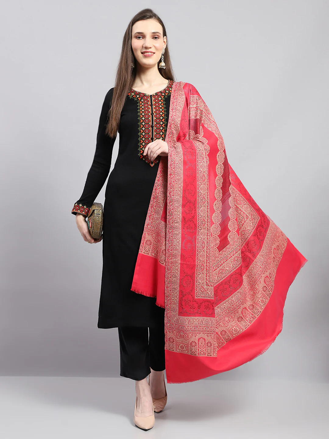 Women Multicolor Self Design Shawl - Image 2
