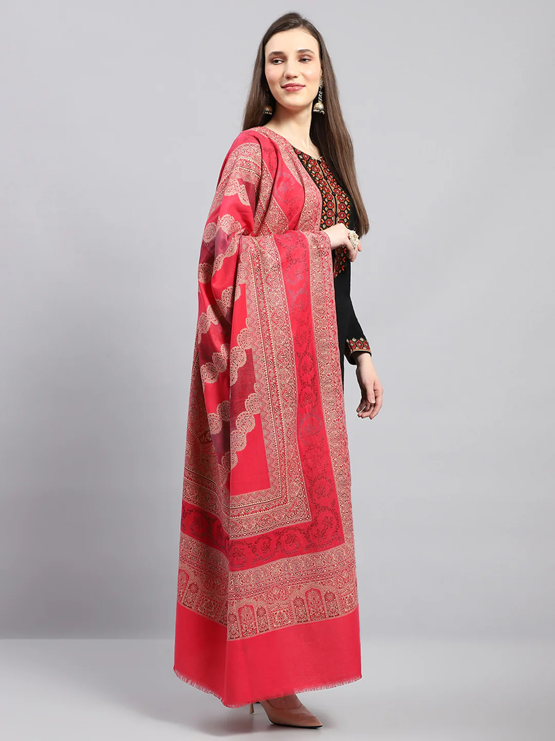 Women Multicolor Self Design Shawl - Image 4