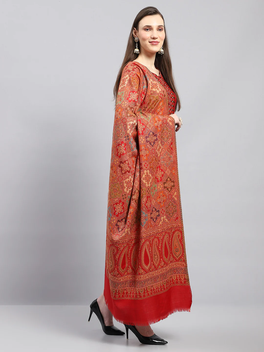 Women Multicolor Self Design Shawl - Image 4