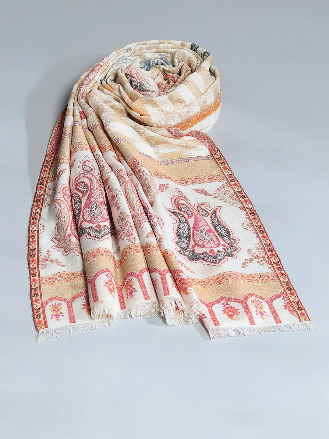 Women Multicolor Self Design Shawl - Image 5
