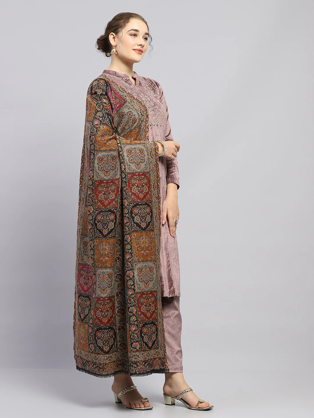 Women Multicolor Self Design Shawl - Image 4
