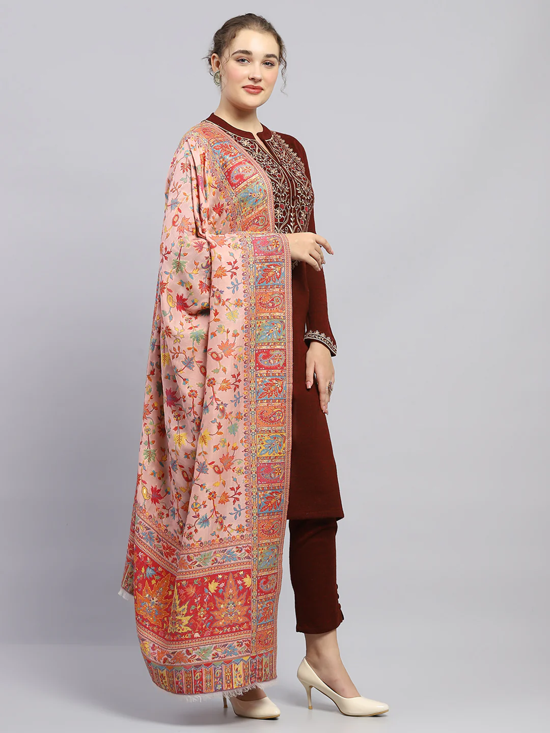 Women Multicolor Self Design Shawl - Image 4