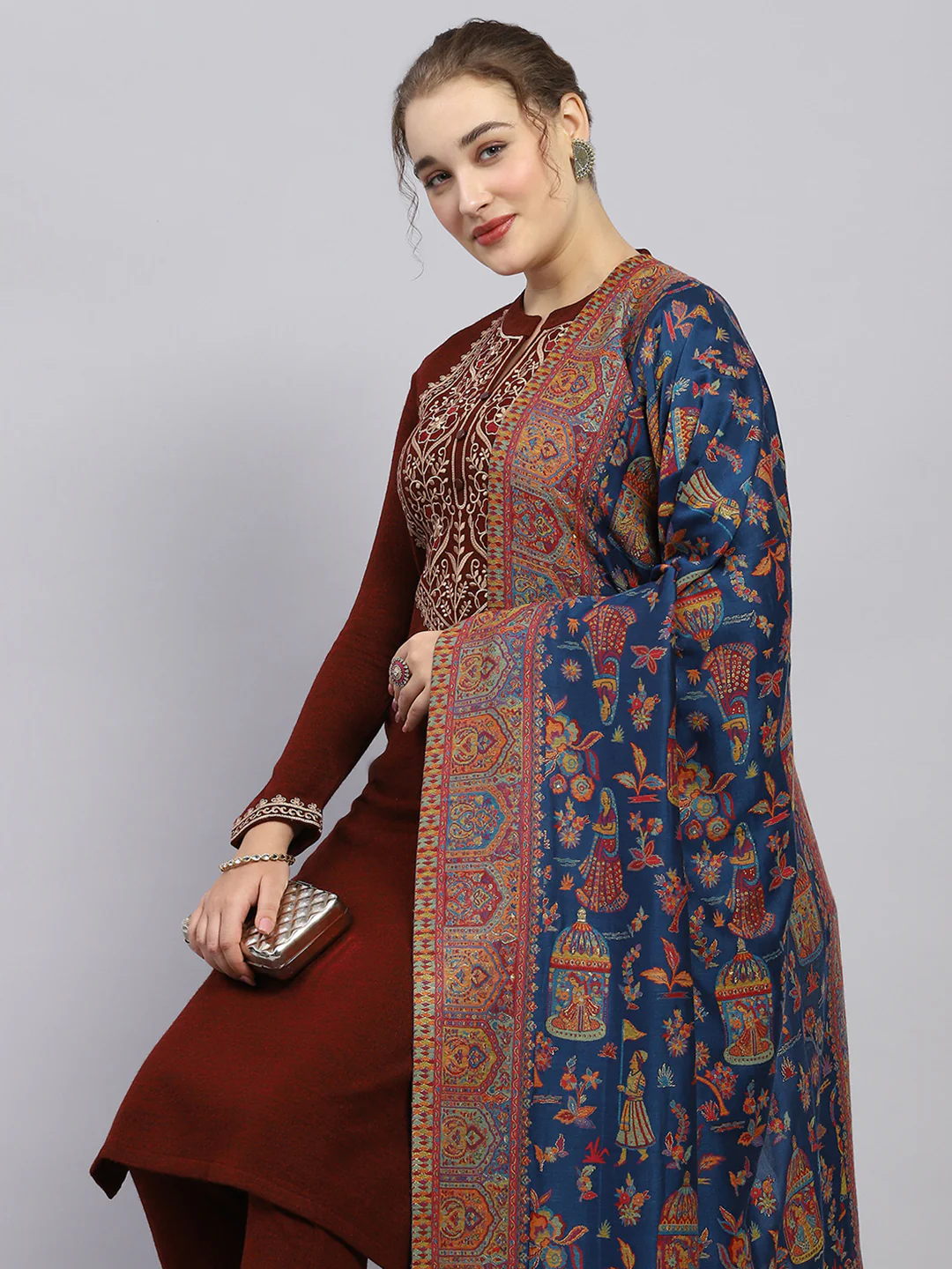 Women Multicolor Self Design Shawl - Image 6