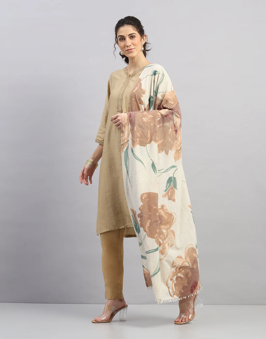 Women Multicolor Self Design   Shawl - Image 2