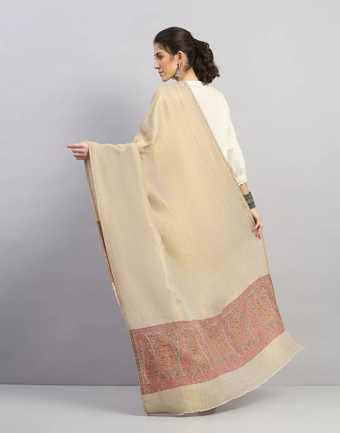 Women Multicolor Self Design   Shawl - Image 4
