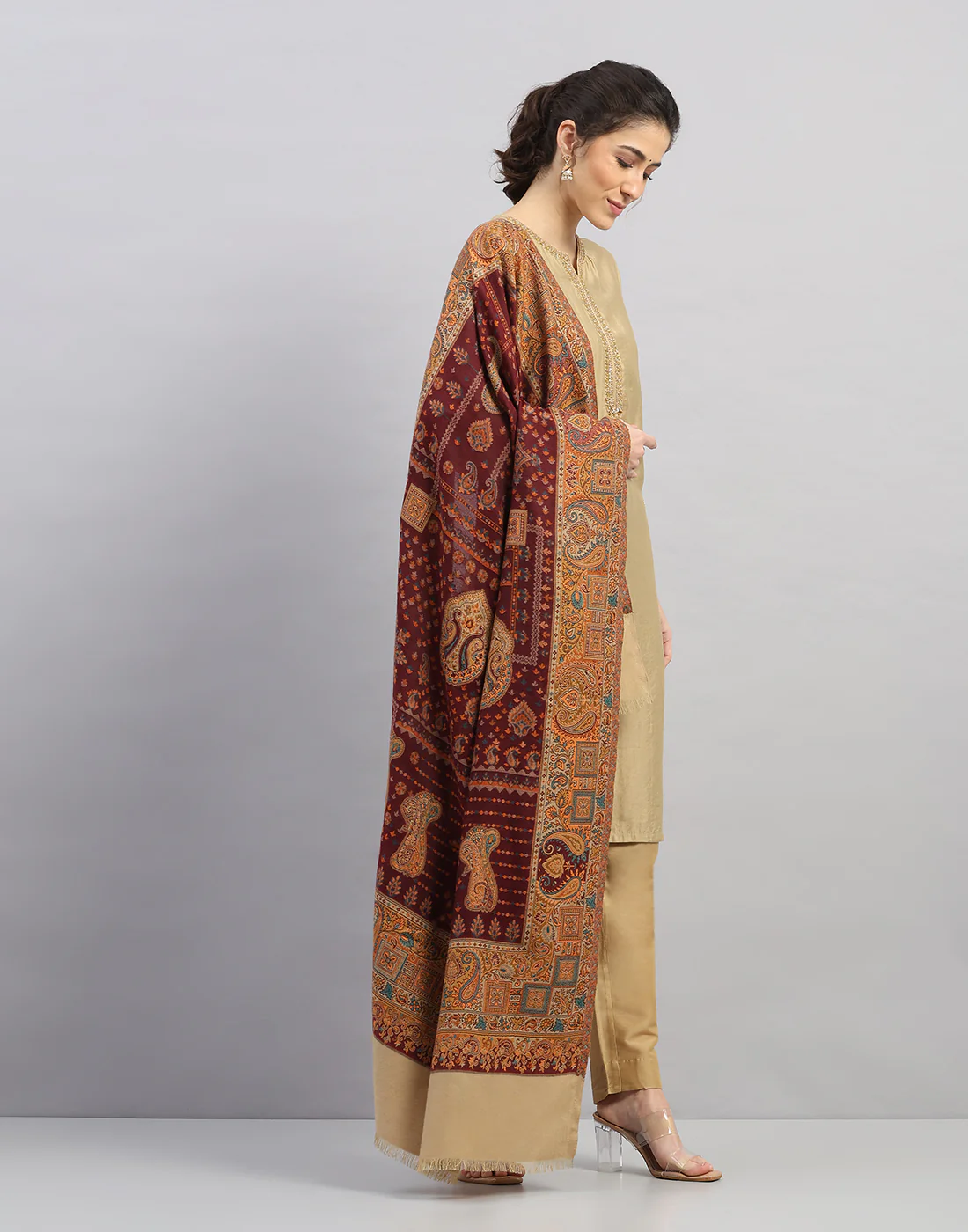 Women Multicolor Self Design   Shawl - Image 3