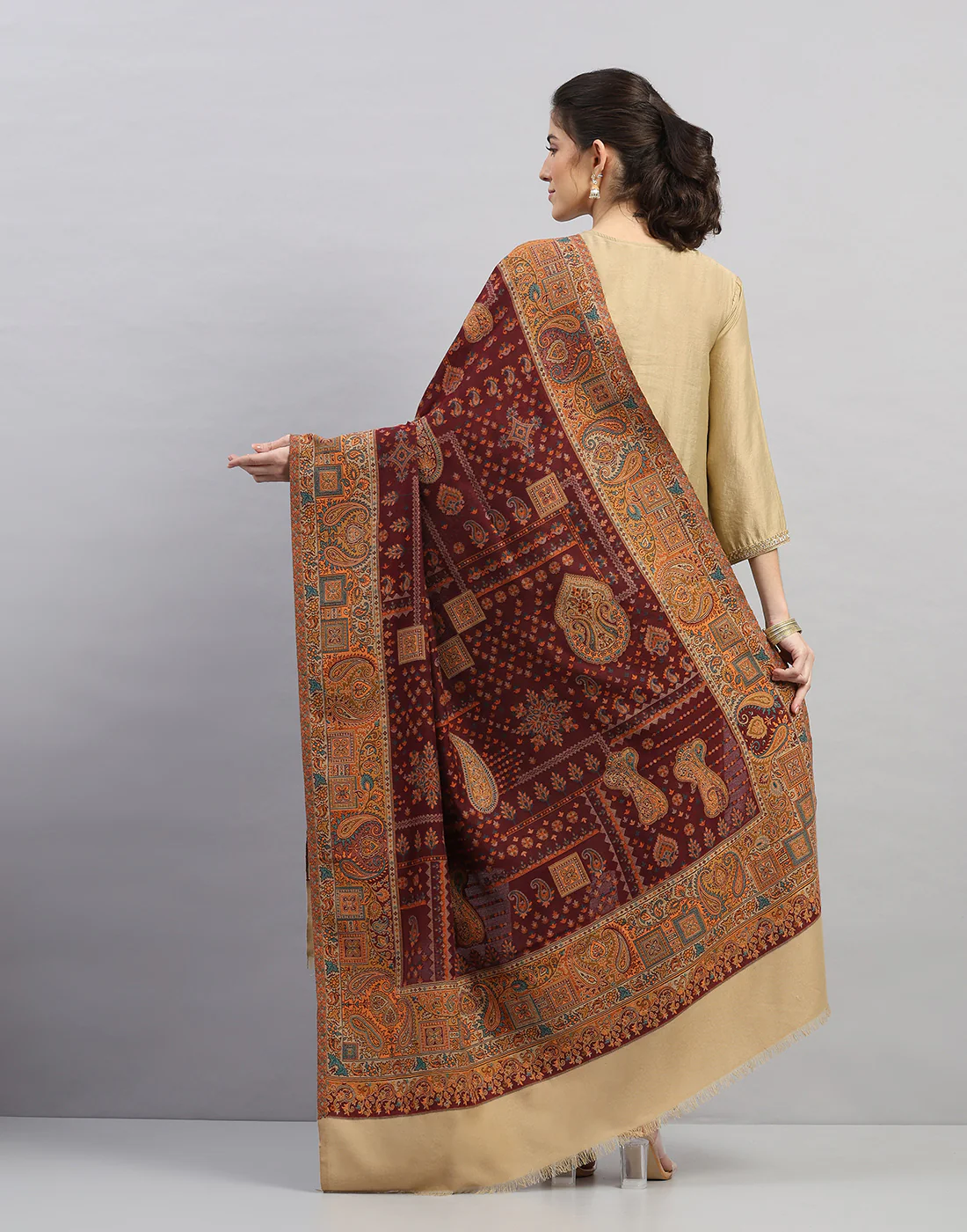 Women Multicolor Self Design   Shawl - Image 4