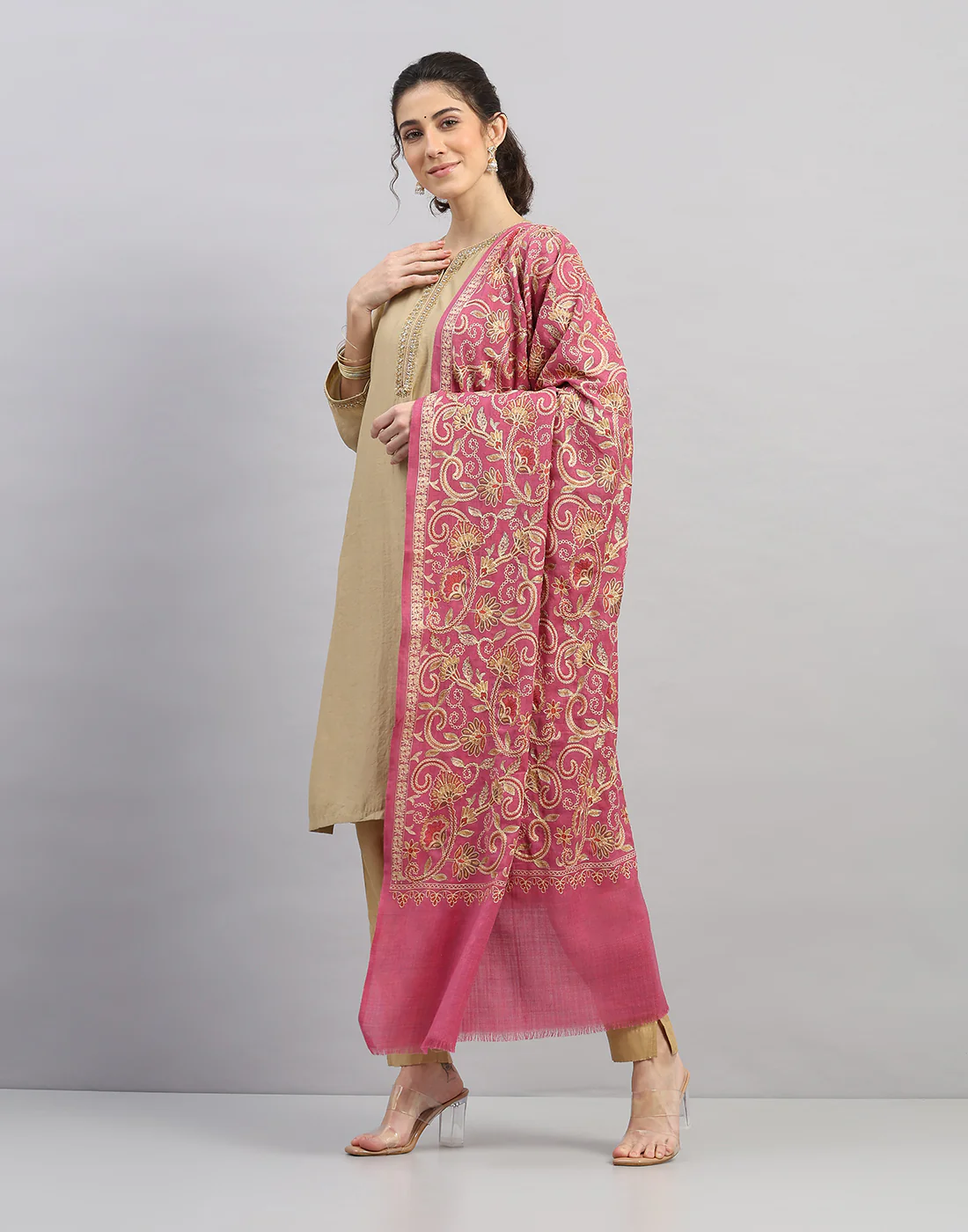 Women Multicolor Self Design   Shawl - Image 2