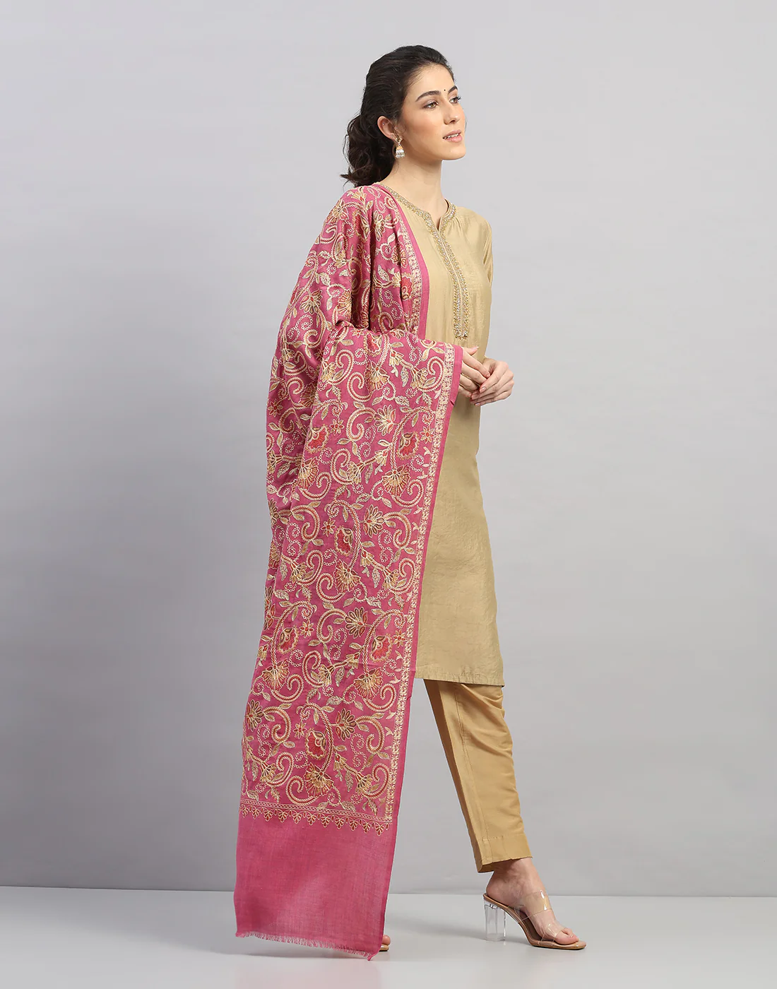 Women Multicolor Self Design   Shawl - Image 3