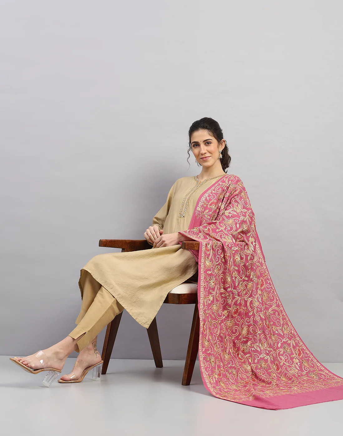 Women Multicolor Self Design   Shawl - Image 5