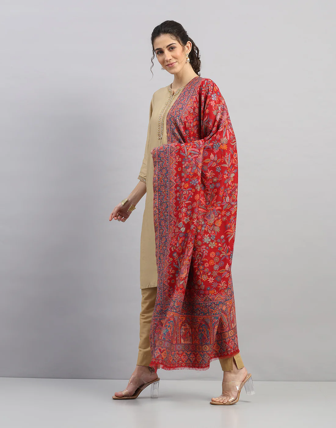 Women Multicolor Self Design   Shawl - Image 2