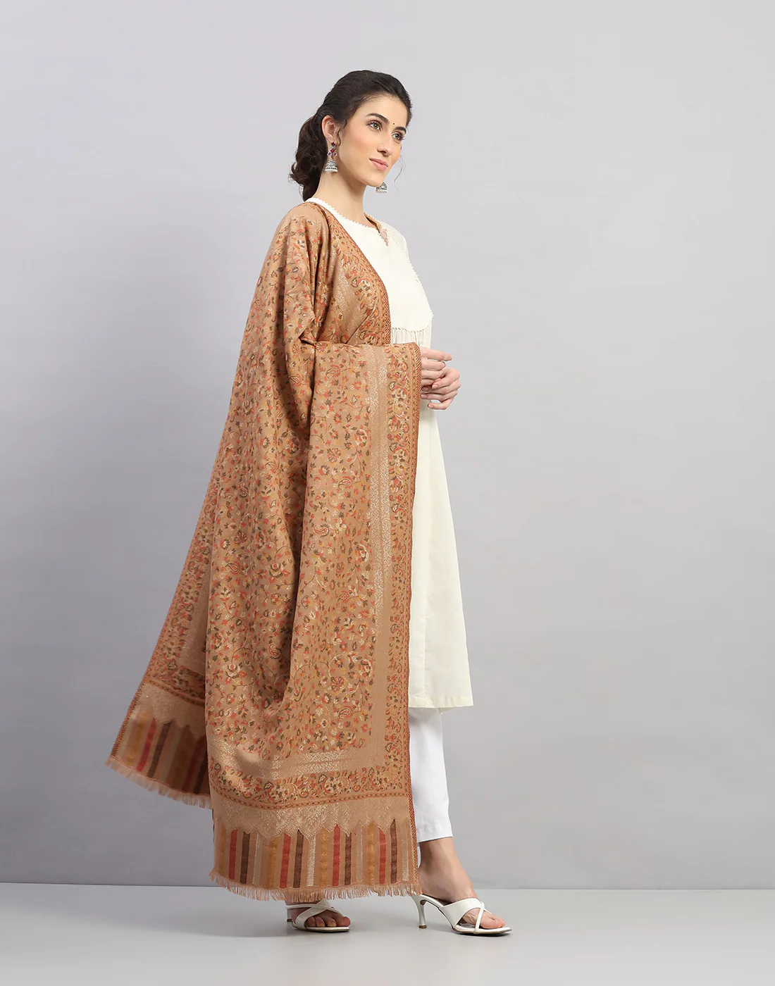 Women Multicolor Self Design   Shawl - Image 3