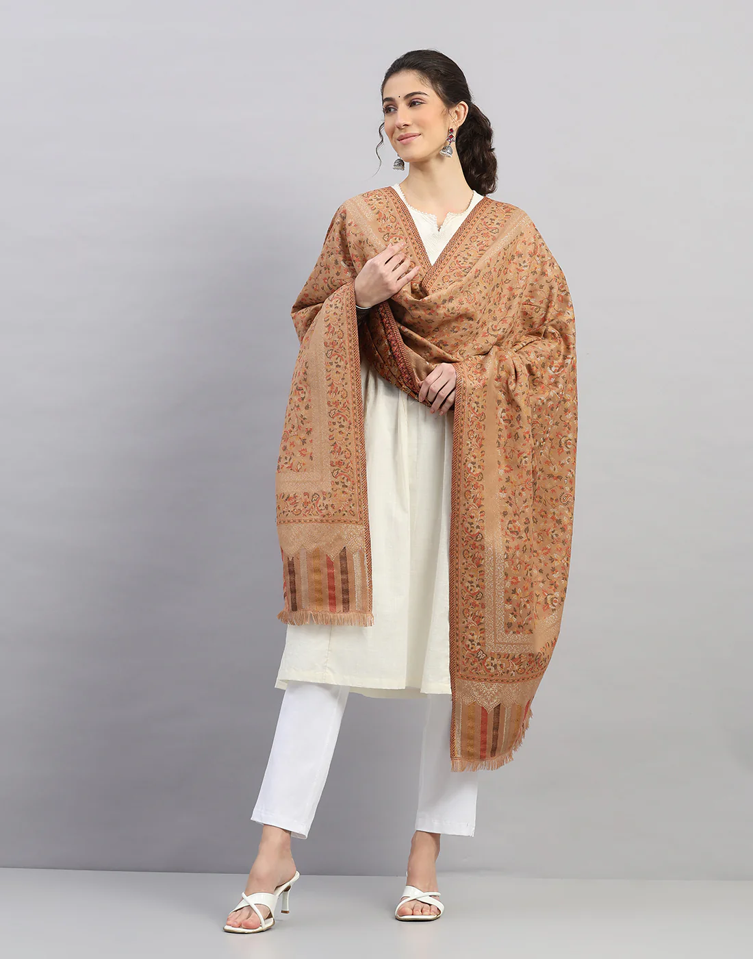 Women Multicolor Self Design   Shawl - Image 5
