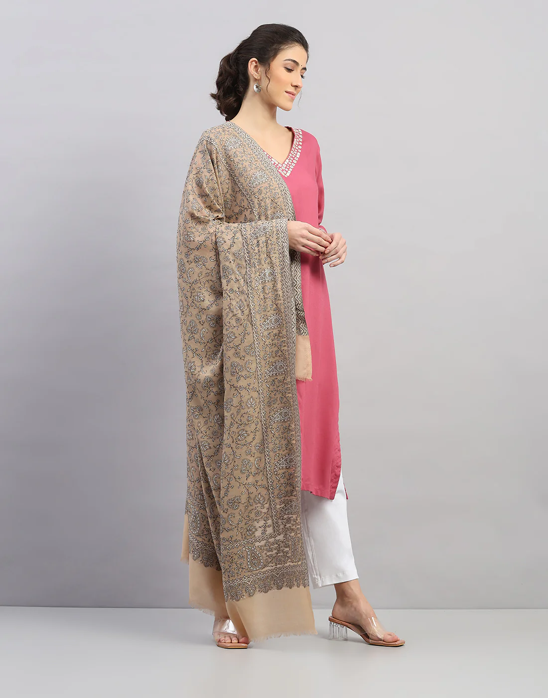 Women Multicolor Self Design   Shawl - Image 3